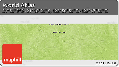 Physical Panoramic Map of the Area around 21° 33' 19" S, 123° 19' 29" E