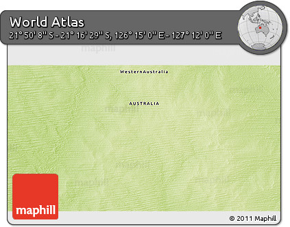 Physical 3D Map of the Area around 21° 33' 19" S, 126° 43' 29" E