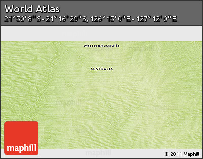 Physical 3D Map of the Area around 21° 33' 19" S, 126° 43' 29" E