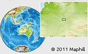 Physical Location Map of the area around 21° 33' 19" S, 127° 34' 30" E