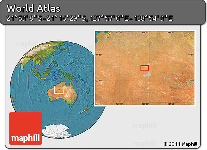Satellite Location Map of the Area around 21° 33' 19" S, 128° 25' 30" E