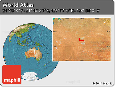 Satellite Location Map of the Area around 21° 33' 19" S, 128° 25' 30" E