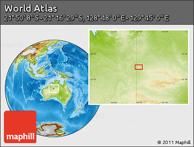 Physical Location Map of the Area around 21° 33' 19" S, 129° 16' 30" E