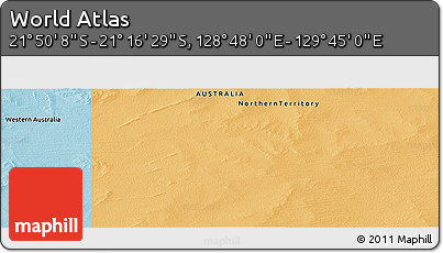 Political Panoramic Map of the Area around 21° 33' 19" S, 129° 16' 30" E
