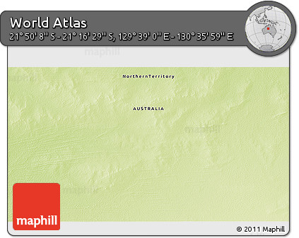 Physical 3D Map of the Area around 21° 33' 19" S, 130° 7' 30" E