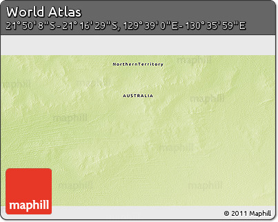 Physical 3D Map of the Area around 21° 33' 19" S, 130° 7' 30" E