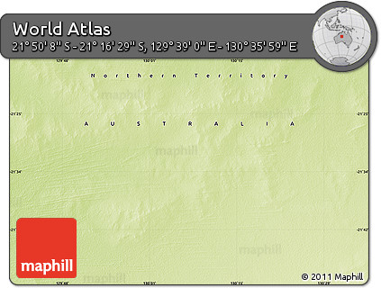 Physical Map of the Area around 21° 33' 19" S, 130° 7' 30" E
