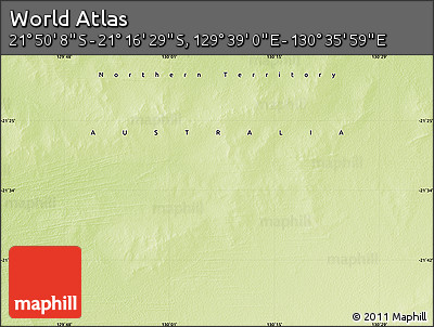 Physical Map of the Area around 21° 33' 19" S, 130° 7' 30" E