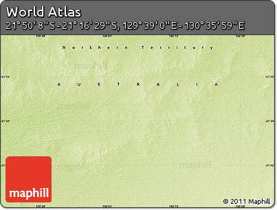 Physical Map of the Area around 21° 33' 19" S, 130° 7' 30" E