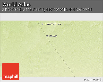 Physical 3D Map of the Area around 21° 33' 19" S, 130° 58' 29" E