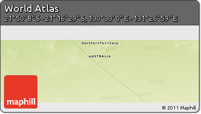 Physical Panoramic Map of the Area around 21° 33' 19" S, 130° 58' 29" E