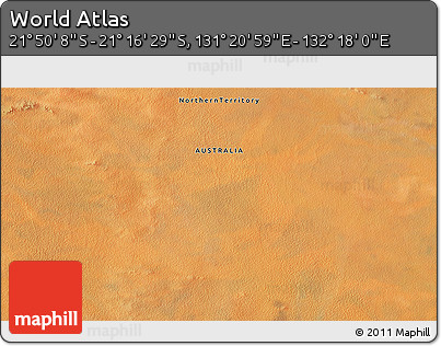Satellite 3D Map of the Area around 21° 33' 19" S, 131° 49' 29" E