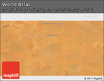 Satellite 3D Map of the Area around 21° 33' 19" S, 131° 49' 29" E