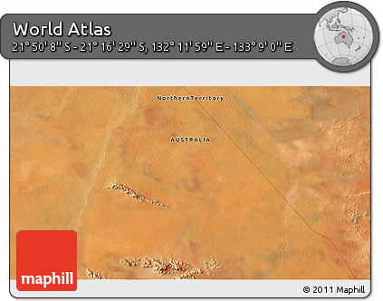 Satellite 3D Map of the Area around 21° 33' 19" S, 132° 40' 30" E