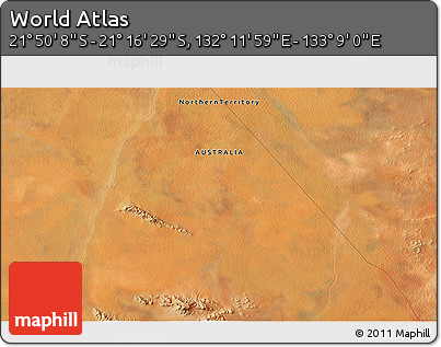 Satellite 3D Map of the Area around 21° 33' 19" S, 132° 40' 30" E