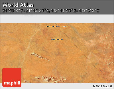 Satellite 3D Map of the Area around 21° 33' 19" S, 132° 40' 30" E