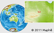 Physical Location Map of the area around 21° 33' 19" S, 135° 13' 29" E