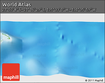 Physical 3D Map of the Area around 21° 33' 19" S, 135° 4' 29" W
