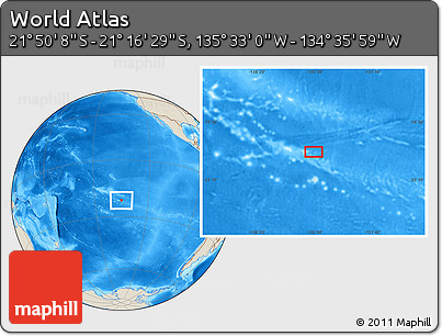 Shaded Relief Location Map of the Area around 21° 33' 19" S, 135° 4' 29" W
