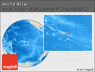Shaded Relief Location Map of the Area around 21° 33' 19" S, 135° 4' 29" W