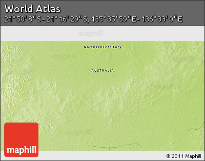 Physical 3D Map of the Area around 21° 33' 19" S, 136° 4' 29" E