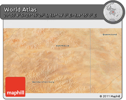 Satellite 3D Map of the Area around 21° 33' 19" S, 137° 46' 30" E