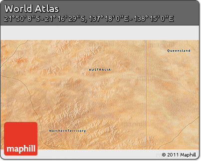 Satellite 3D Map of the Area around 21° 33' 19" S, 137° 46' 30" E