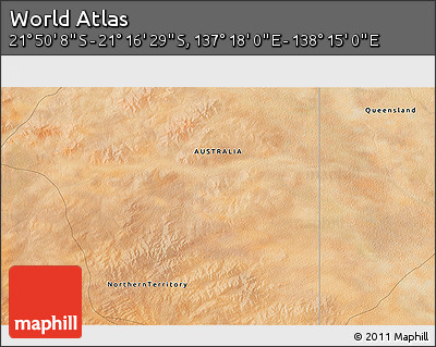 Satellite 3D Map of the Area around 21° 33' 19" S, 137° 46' 30" E