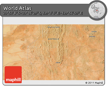 Satellite 3D Map of the Area around 21° 33' 19" S, 139° 28' 29" E