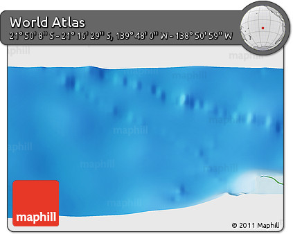 Physical 3D Map of the Area around 21° 33' 19" S, 139° 19' 29" W