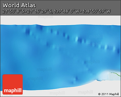 Physical 3D Map of the Area around 21° 33' 19" S, 139° 19' 29" W