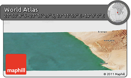 Satellite Panoramic Map of the Area around 21° 33' 19" S, 13° 40' 30" E
