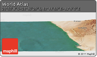 Satellite Panoramic Map of the Area around 21° 33' 19" S, 13° 40' 30" E