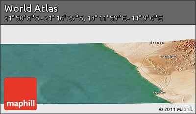Satellite Panoramic Map of the Area around 21° 33' 19" S, 13° 40' 30" E