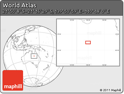 Blank Location Map of the Area around 21° 33' 19" S, 140° 19' 29" E