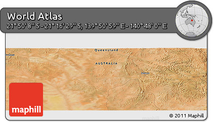 Satellite Panoramic Map of the Area around 21° 33' 19" S, 140° 19' 29" E
