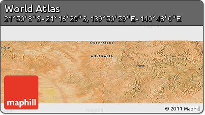 Satellite Panoramic Map of the Area around 21° 33' 19" S, 140° 19' 29" E