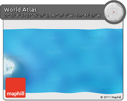 Physical 3D Map of the Area around 21° 33' 19" S, 140° 10' 30" W