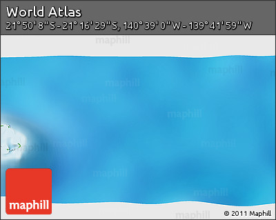 Physical 3D Map of the Area around 21° 33' 19" S, 140° 10' 30" W