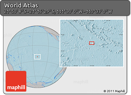 Gray Location Map of the Area around 21° 33' 19" S, 141° 1' 30" W, hill shading