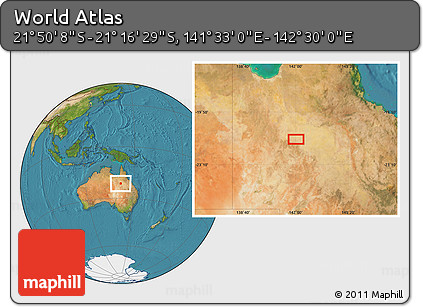 Satellite Location Map of the Area around 21° 33' 19" S, 142° 1' 30" E