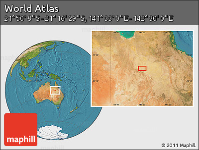 Satellite Location Map of the Area around 21° 33' 19" S, 142° 1' 30" E