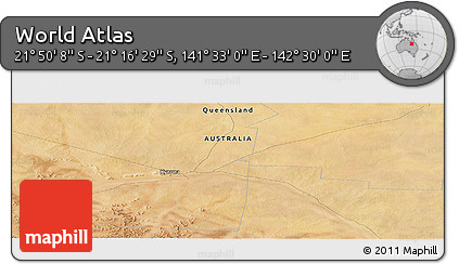 Satellite Panoramic Map of the Area around 21° 33' 19" S, 142° 1' 30" E