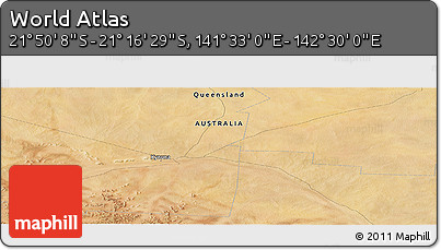 Satellite Panoramic Map of the Area around 21° 33' 19" S, 142° 1' 30" E