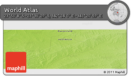 Physical Panoramic Map of the Area around 21° 33' 19" S, 142° 52' 30" E