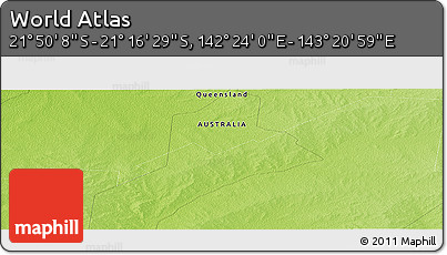 Physical Panoramic Map of the Area around 21° 33' 19" S, 142° 52' 30" E