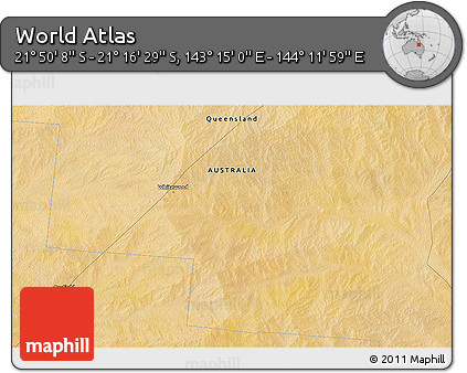 Satellite 3D Map of the Area around 21° 33' 19" S, 143° 43' 29" E