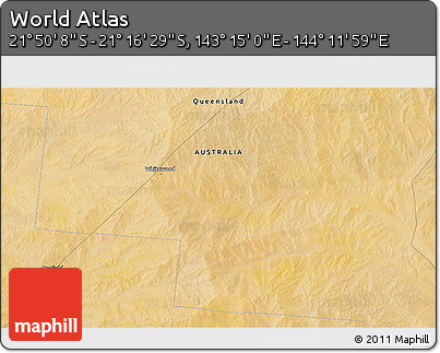 Satellite 3D Map of the Area around 21° 33' 19" S, 143° 43' 29" E