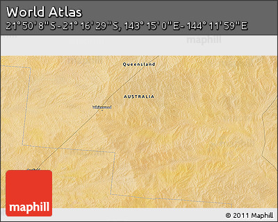 Satellite 3D Map of the Area around 21° 33' 19" S, 143° 43' 29" E
