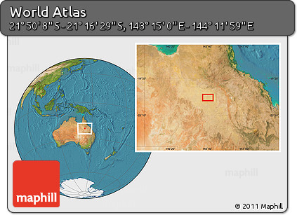 Satellite Location Map of the Area around 21° 33' 19" S, 143° 43' 29" E